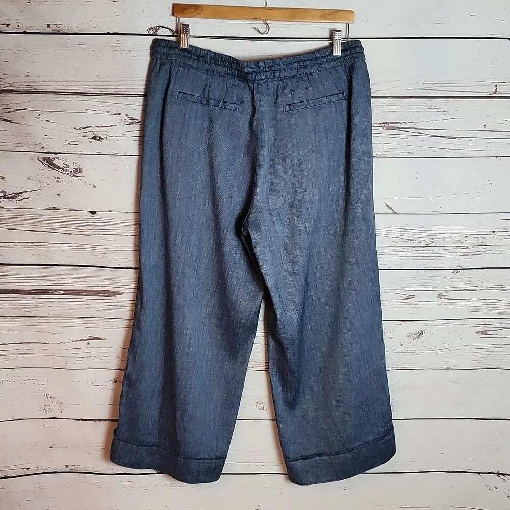 Loft Pull On Wide Leg Cropped Linen Size Large - Picture 4 of 6